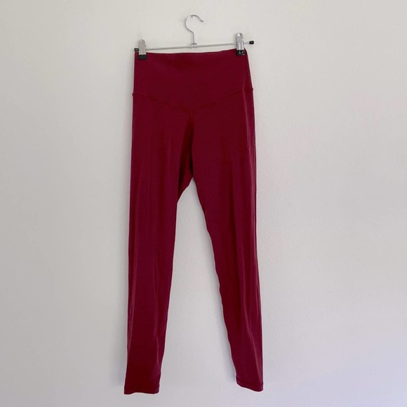aerie Pants - Aerie High-Rise Ankle-Length Leggings Burgundy Women's Medium Soft Stretch Crop